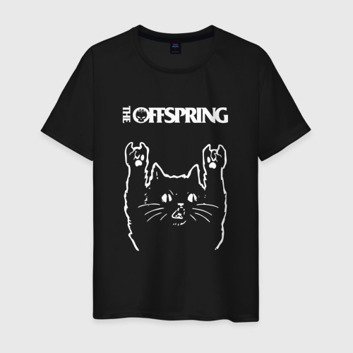 Мужская футболка хлопок с принтом The Offspring Рок кот, вид спереди #2