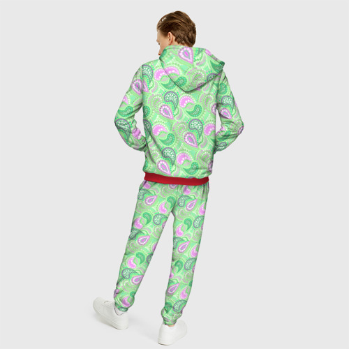Мужской 3D костюм с принтом Turkish cucumber green background, вид сзади #2