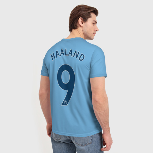 Мужская 3D футболка с принтом Erling Haaland Manchester Сity Эрлинг Холанд Манчестер Сити, вид сзади #2