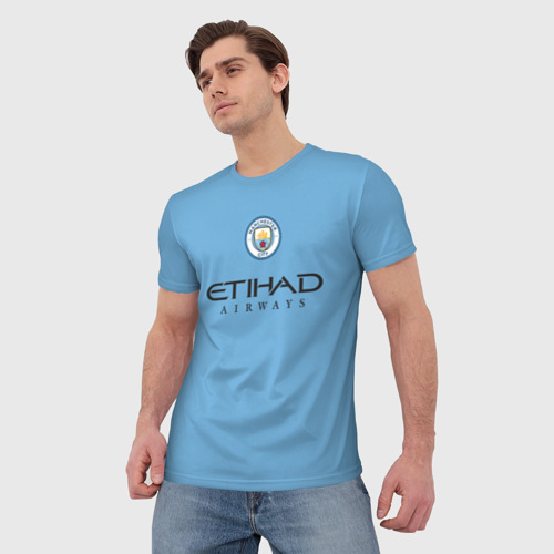 Мужская 3D футболка с принтом Erling Haaland Manchester Сity Эрлинг Холанд Манчестер Сити, фото на моделе #1