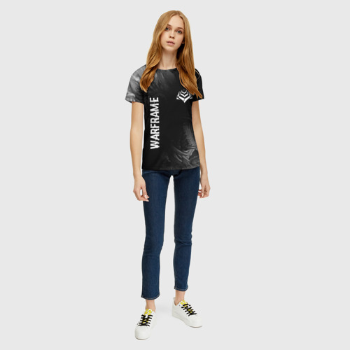 Женская футболка 3D с принтом Warframe Glitch на темном фоне - FS, вид сбоку #3