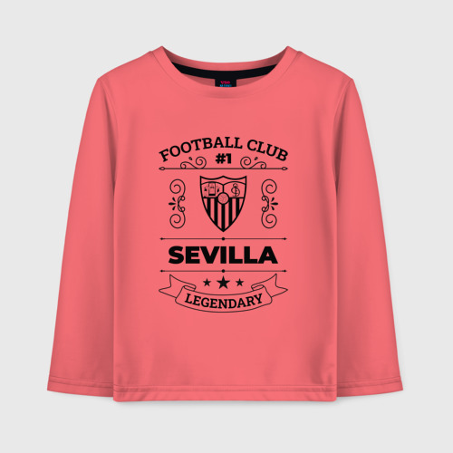 Детский лонгслив хлопок с принтом Sevilla: Football Club Number 1 Legendary, вид спереди #2