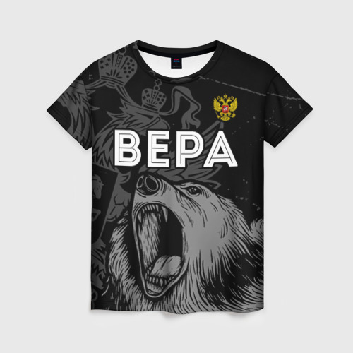 Женская 3D футболка с принтом Вера Россия Медведь, вид спереди #2