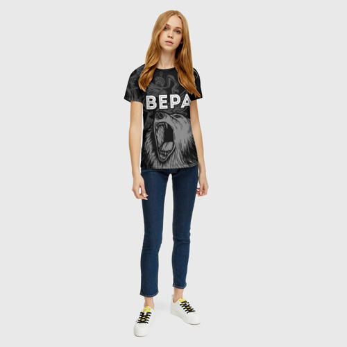 Женская 3D футболка с принтом Вера Россия Медведь, вид сбоку #3
