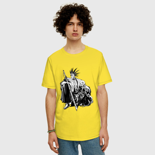 Мужская футболка хлопок Oversize с принтом Кенпачи Зараки из Блича, фото на моделе #1