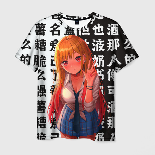 Мужская 3D футболка с принтом МАРИН КИТАГАВА приветствует тебя, вид спереди #2