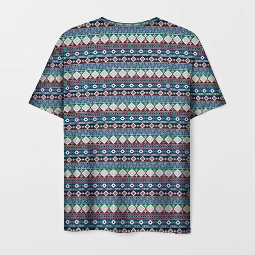Мужская футболка 3D с принтом Мексиканский этнический многоцветный, вид сзади #1