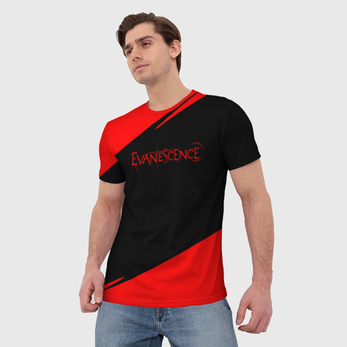 Мужская 3D футболка с принтом Evanescence - в красном цвете, фото на моделе #1