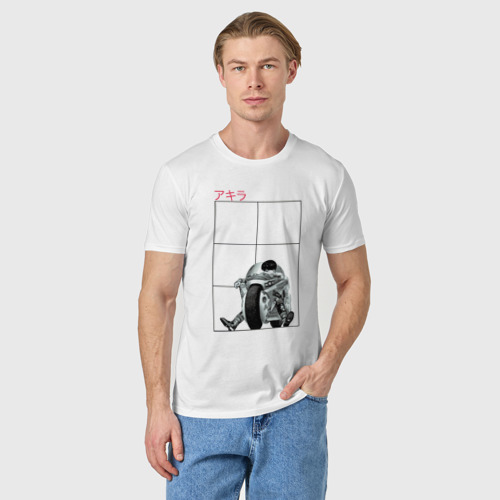 Мужская футболка хлопок с принтом Акира Мицуро на байке, фото на моделе #1