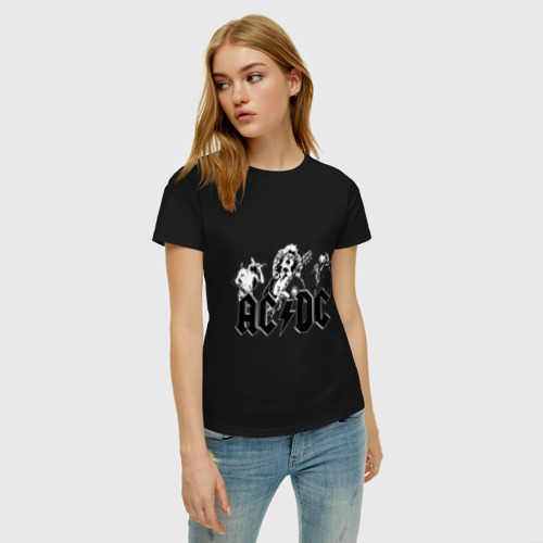 Женская футболка хлопок с принтом ALTERNATING DIRECT CURRENT, фото на моделе #1