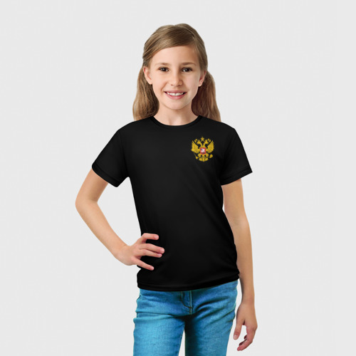 Детская футболка 3D с принтом Двуглавый орёл РФ, вид сбоку #3