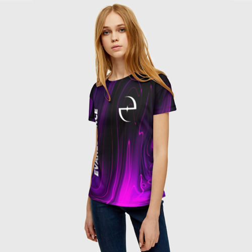 Женская 3D футболка с принтом Evanescence violet plasma, фото на моделе #1