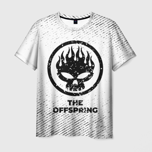 Мужская футболка 3D с принтом The Offspring с потертостями на светлом фоне, вид спереди #2