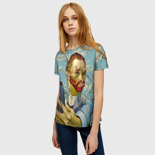Женская футболка 3D с принтом Ван Гог Селфи - Арт Портрет, фото на моделе #1