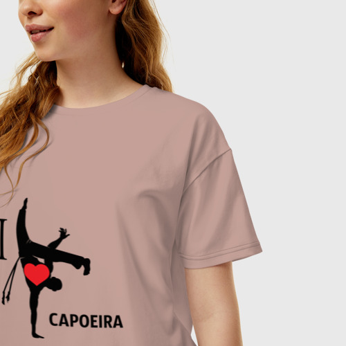 Женская футболка хлопок Oversize с принтом I love capoeira, фото на моделе #1