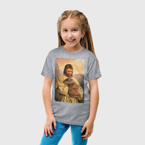 Детская футболка хлопок с принтом Иисус и капибара, вид сбоку #3