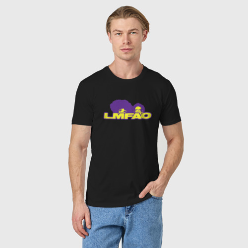 Мужская футболка хлопок с принтом LMFAO music, фото на моделе #1