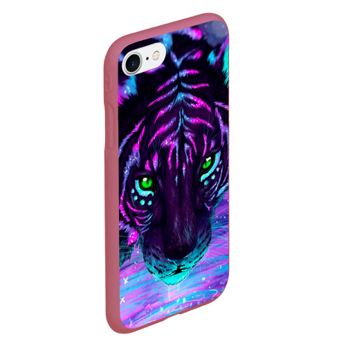 Чехол для iPhone 7/8 матовый с принтом Светящийся неоновый тигр, вид сбоку #3