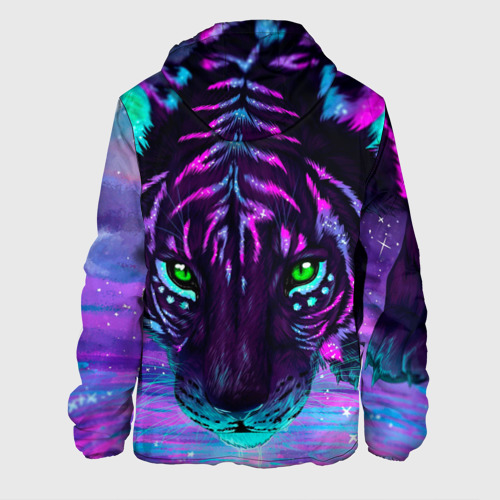 Мужская куртка 3D с принтом Светящийся неоновый тигр, вид сзади #1