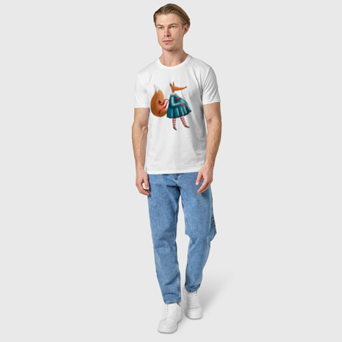 Мужская футболка хлопок с принтом Беременная лисица, вид сбоку #3