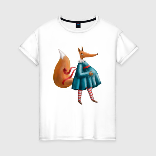 Женская футболка хлопок с принтом Беременная лисица, вид спереди #2