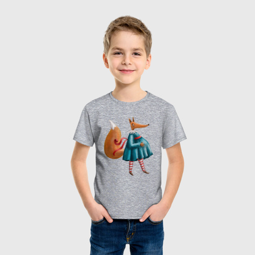Детская футболка хлопок с принтом Беременная лисица, фото на моделе #1