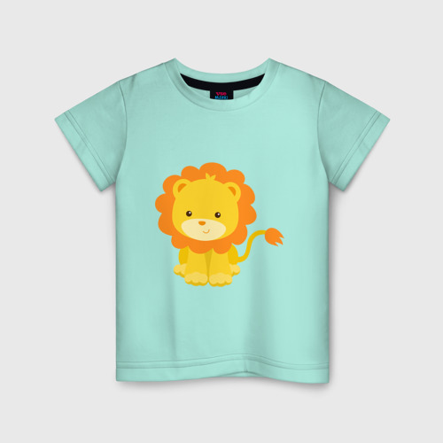 Детская футболка с принтом Милый маленький львенок, вид спереди #2