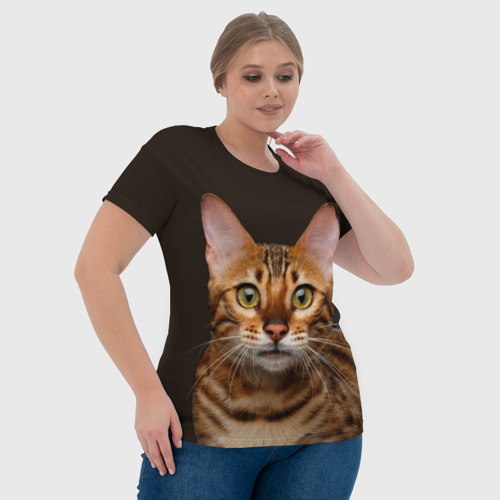 Женская футболка 3D с принтом Молодая бенгальская кошка, фото #4