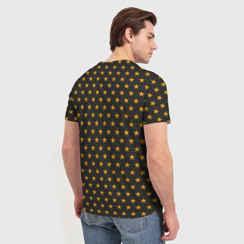 Мужская 3D футболка с принтом Осторожно - Акула, вид сзади #2
