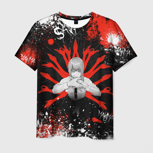 Мужская футболка 3D с принтом Макима : Человек-бензопила, вид спереди #2
