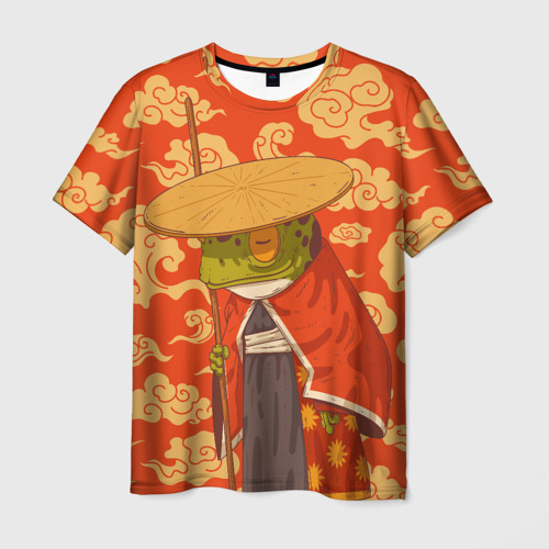 Мужская футболка 3D с принтом Самурай-хранитель, вид спереди #2