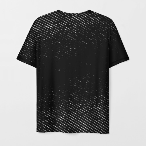 Мужская 3D футболка с принтом Sevilla с потертостями на темном фоне, вид сзади #1