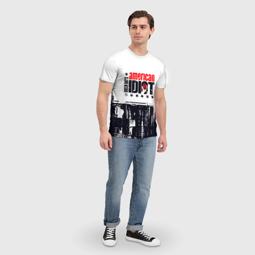 Мужская футболка 3D с принтом Green day American idiot - rock, вид сбоку #3