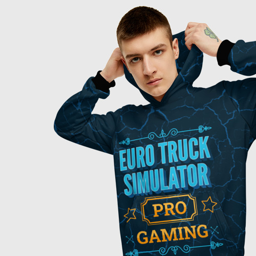 Мужская толстовка 3D с принтом Игра Euro Truck Simulator: pro gaming, вид сбоку #3
