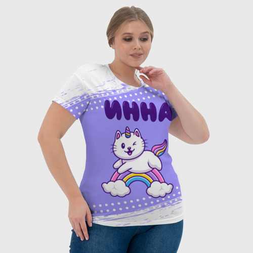 Женская футболка 3D с принтом Инна кошка единорожка, фото #4