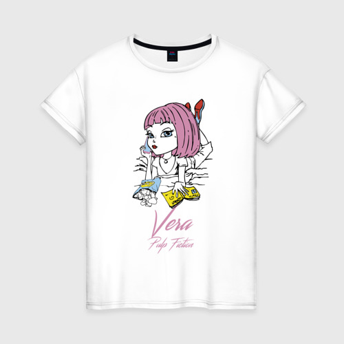 Женская футболка с принтом Vera - Pulp fiction, вид спереди #2