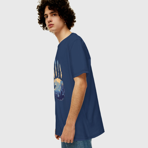 Мужская футболка хлопок Oversize с принтом Отпечаток ладони Кратоса, вид сбоку #3