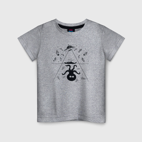 Детская футболка хлопок с принтом Встреча Йети с неизведанным, вид спереди #2