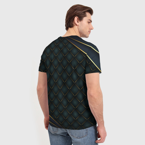 Мужская 3D футболка с принтом Russia green geometry, вид сзади #2