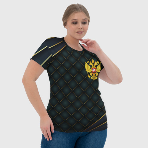 Женская футболка 3D с принтом Russia green geometry, фото #4