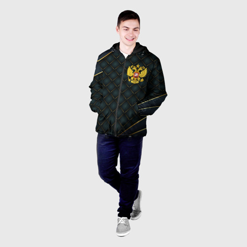 Мужская куртка 3D с принтом Russia green geometry, фото на моделе #1