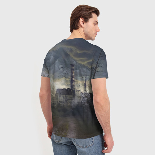 Мужская 3D футболка с принтом STALKER Дорога К ЧАЭС, вид сзади #2