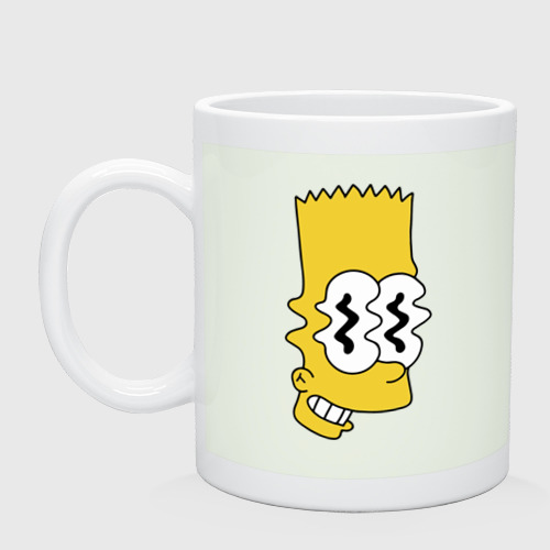 Кружка керамическая с принтом Bart Simpson - glitch, вид спереди #2