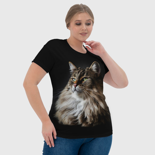 Женская футболка 3D с принтом Кот породы мейн-кун, фото #4