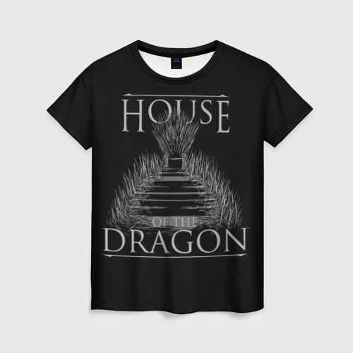 Женская футболка 3D с принтом Дом Дракона Железный Трон, вид спереди #2