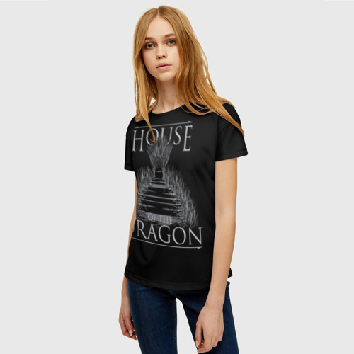 Женская футболка 3D с принтом Дом Дракона Железный Трон, фото на моделе #1