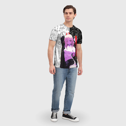 Мужская футболка 3D с принтом Пауэр с мечом - Человек бензопила, вид сбоку #3