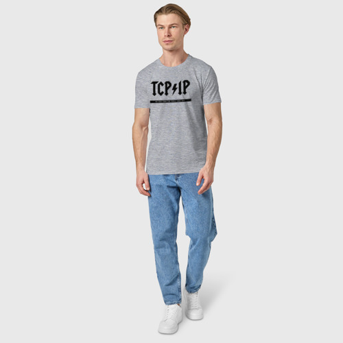Мужская футболка хлопок с принтом TCP/IP Connecting people since 1972, вид сбоку #3