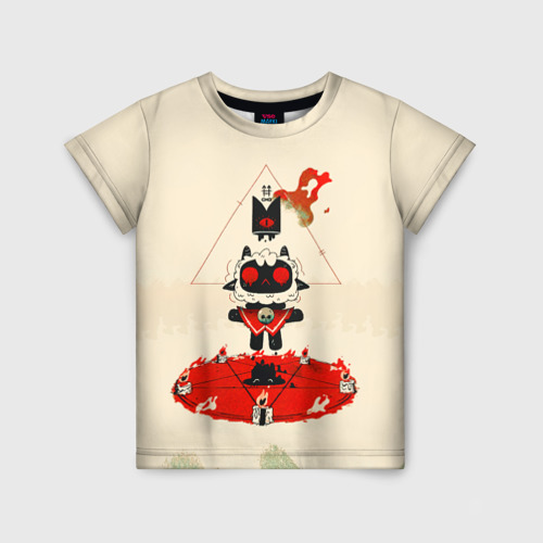 Детская футболка 3D с принтом Cult of the lamb art, вид спереди #2
