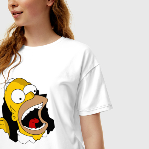 Женская футболка хлопок Oversize с принтом Симпсон Помогите!, фото на моделе #1